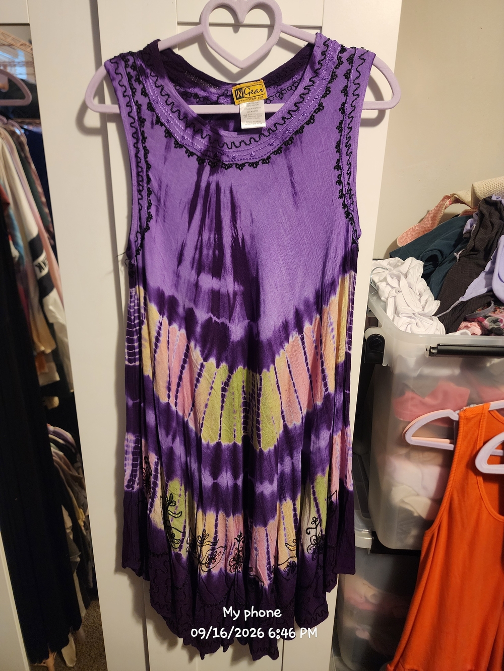 Ingear Purple Tie-Dye Asymmetrical Sleeveless Dress with Pastel Accents